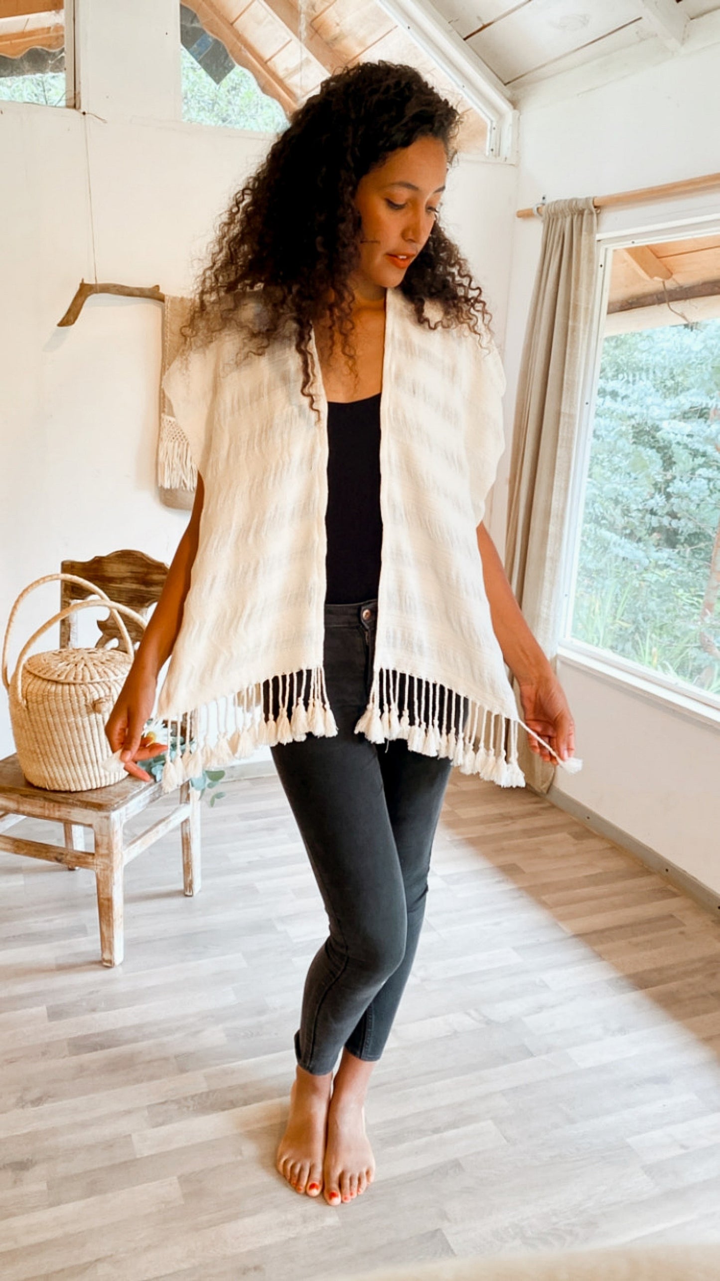 NACAWE NATURAL SHORT PONCHO