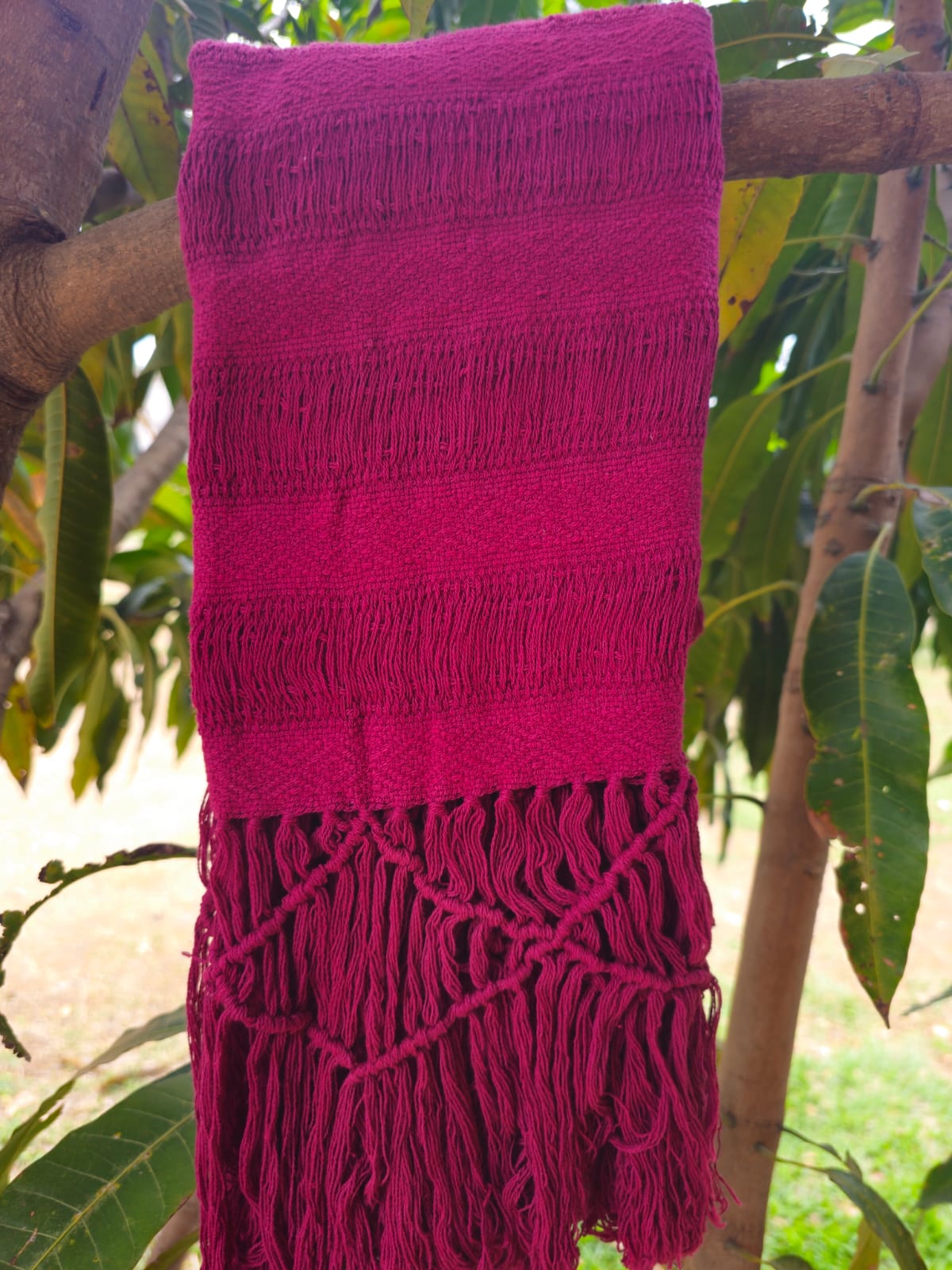 WINE FRAYED REBOZO